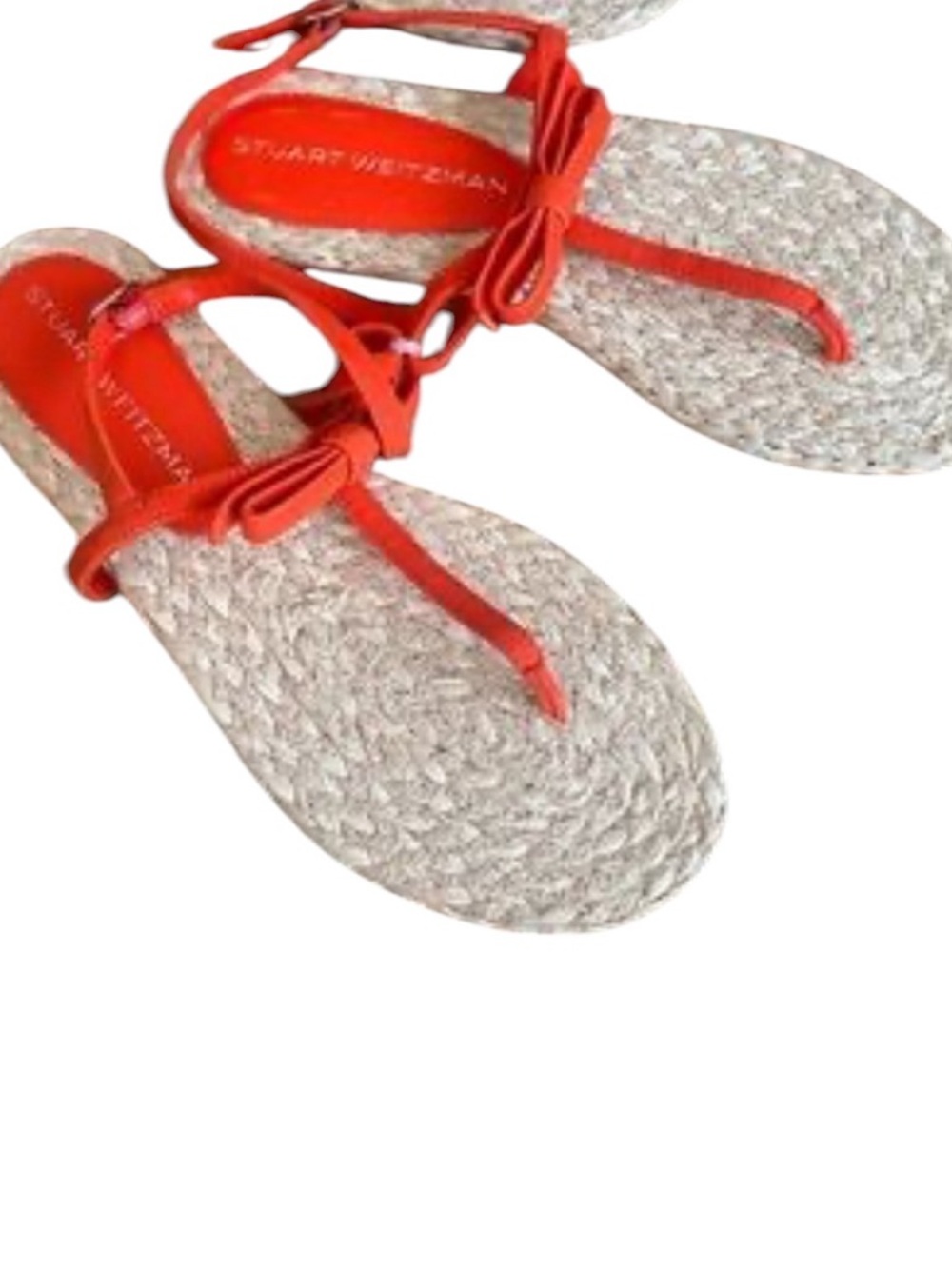 Stuart Weitzman Felicity Slingback Orange Suede Espadrille Sandals - Picture 3 of 4